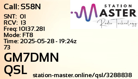 QSL Card for GM7DMN QSO with S58N