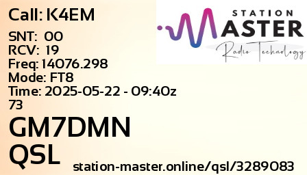 QSL Card for GM7DMN QSO with K4EM