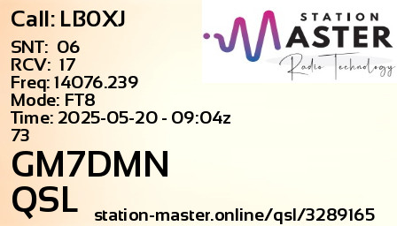 QSL Card for GM7DMN QSO with LB0XJ