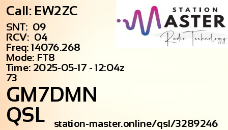 QSL Card for GM7DMN QSO with EW2ZC