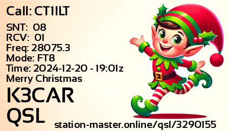 QSL Card for K3CAR QSO with CT1ILT