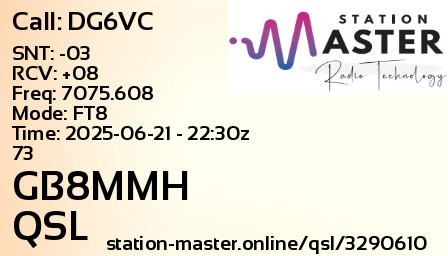 QSL Card for GB8MMH QSO with DG6VC