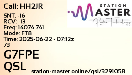 QSL Card for G7FPE QSO with HH2JR