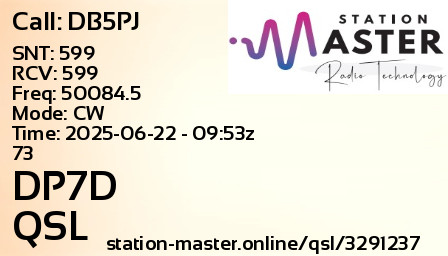 QSL Card for DP7D QSO with DB5PJ