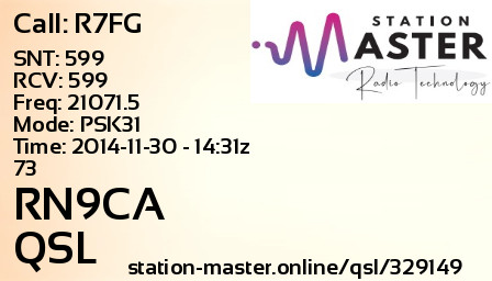 QSL Card for RN9CA QSO with R7FG