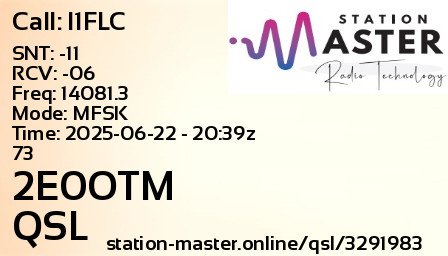 QSL Card for 2E0OTM QSO with I1FLC