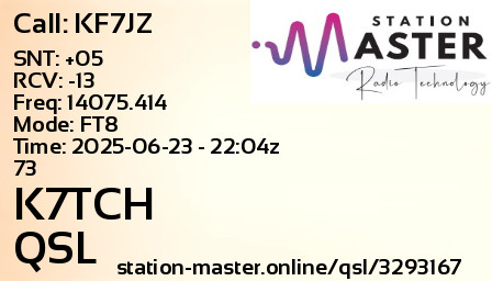 QSL Card for K7TCH QSO with KF7JZ