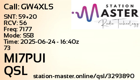 QSL Card for MI7PUI QSO with GW4XLS
