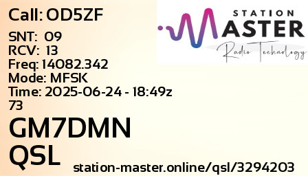 QSL Card for GM7DMN QSO with OD5ZF