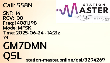 QSL Card for GM7DMN QSO with S58N