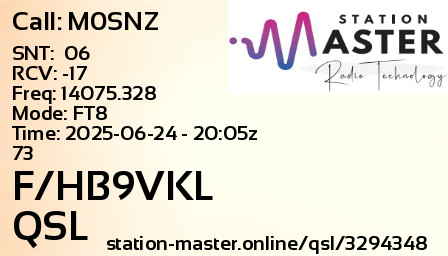 QSL Card for F/HB9VKL QSO with M0SNZ
