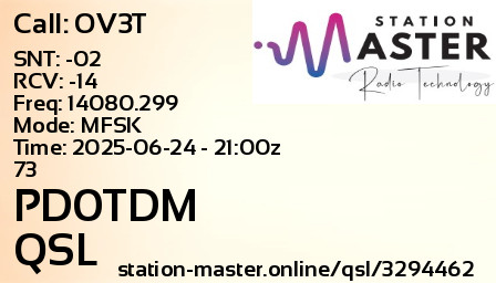 QSL Card for PD0TDM QSO with OV3T