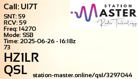 QSL Card for HZ1LR QSO with UI7T