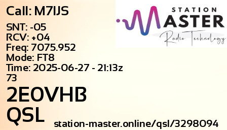 QSL Card for 2E0VHB QSO with M7IJS