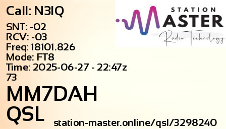 QSL Card for MM7DAH QSO with N3IQ