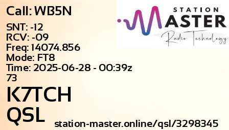 QSL Card for K7TCH QSO with WB5N