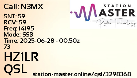 QSL Card for HZ1LR QSO with N3MX