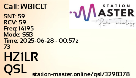 QSL Card for HZ1LR QSO with WB1CLT