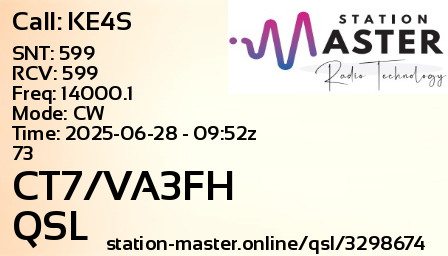 QSL Card for CT7/VA3FH QSO with KE4S