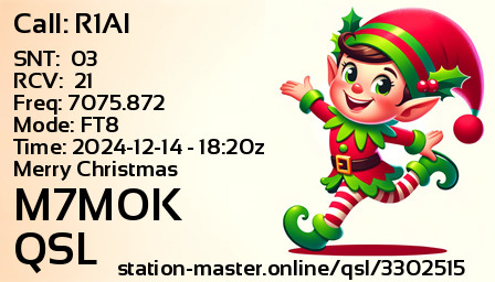 QSL Card for M7MOK QSO with R1AI