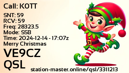 QSL Card for VE9CZ QSO with K0TT