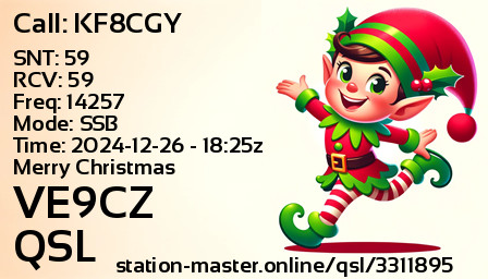 QSL Card for VE9CZ QSO with KF8CGY