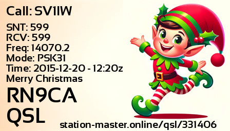 QSL Card for RN9CA QSO with SV1IW