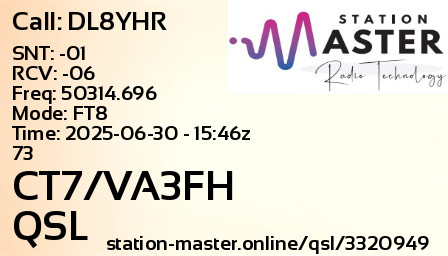 QSL Card for CT7/VA3FH QSO with DL8YHR