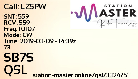 QSL Card for SB7S QSO with LZ5PW