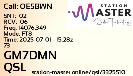 QSL Card for GM7DMN QSO with OE5BWN