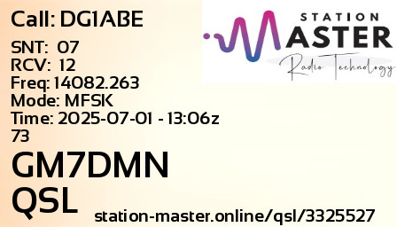 QSL Card for GM7DMN QSO with DG1ABE