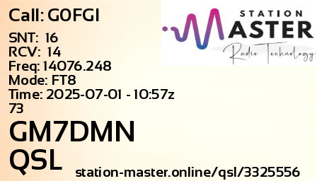 QSL Card for GM7DMN QSO with G0FGI