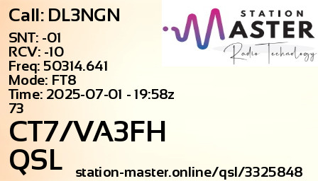 QSL Card for CT7/VA3FH QSO with DL3NGN
