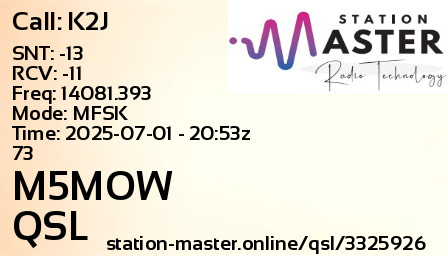 QSL Card for M5MOW QSO with K2J