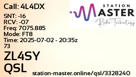 QSL Card for ZL4SY QSO with 4L4DX