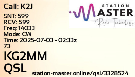 QSL Card for KG2MM QSO with K2J