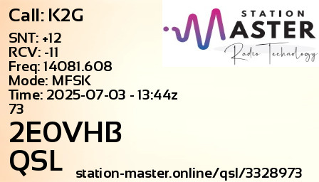 QSL Card for 2E0VHB QSO with K2G