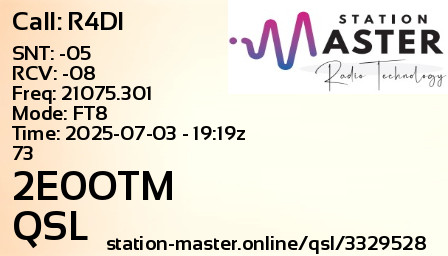 QSL Card for 2E0OTM QSO with R4DI