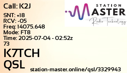 QSL Card for K7TCH QSO with K2J