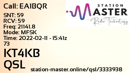 QSL Card for KT4KB QSO with EA1BQR