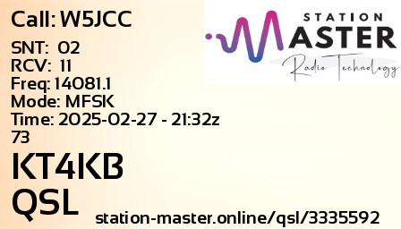 QSL Card for KT4KB QSO with W5JCC