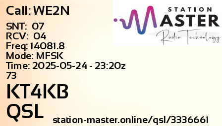 QSL Card for KT4KB QSO with WE2N