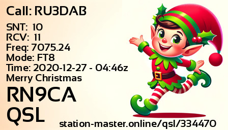 QSL Card for RN9CA QSO with RU3DAB