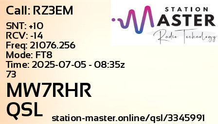 QSL Card for MW7RHR QSO with RZ3EM
