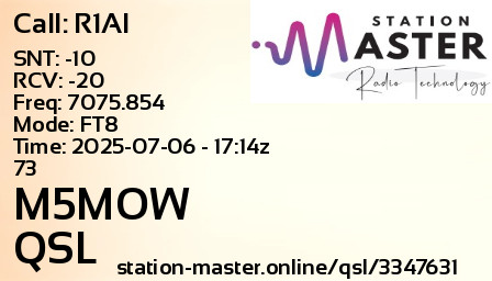 QSL Card for M5MOW QSO with R1AI