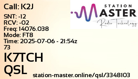 QSL Card for K7TCH QSO with K2J