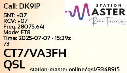 QSL Card for CT7/VA3FH QSO with DK9IP