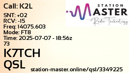 QSL Card for K7TCH QSO with K2L
