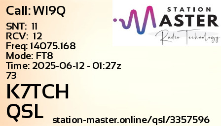 QSL Card for K7TCH QSO with WI9Q