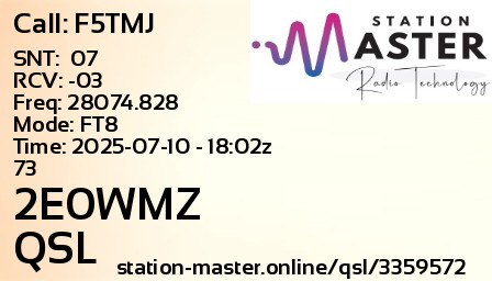 QSL Card for 2E0WMZ QSO with F5TMJ